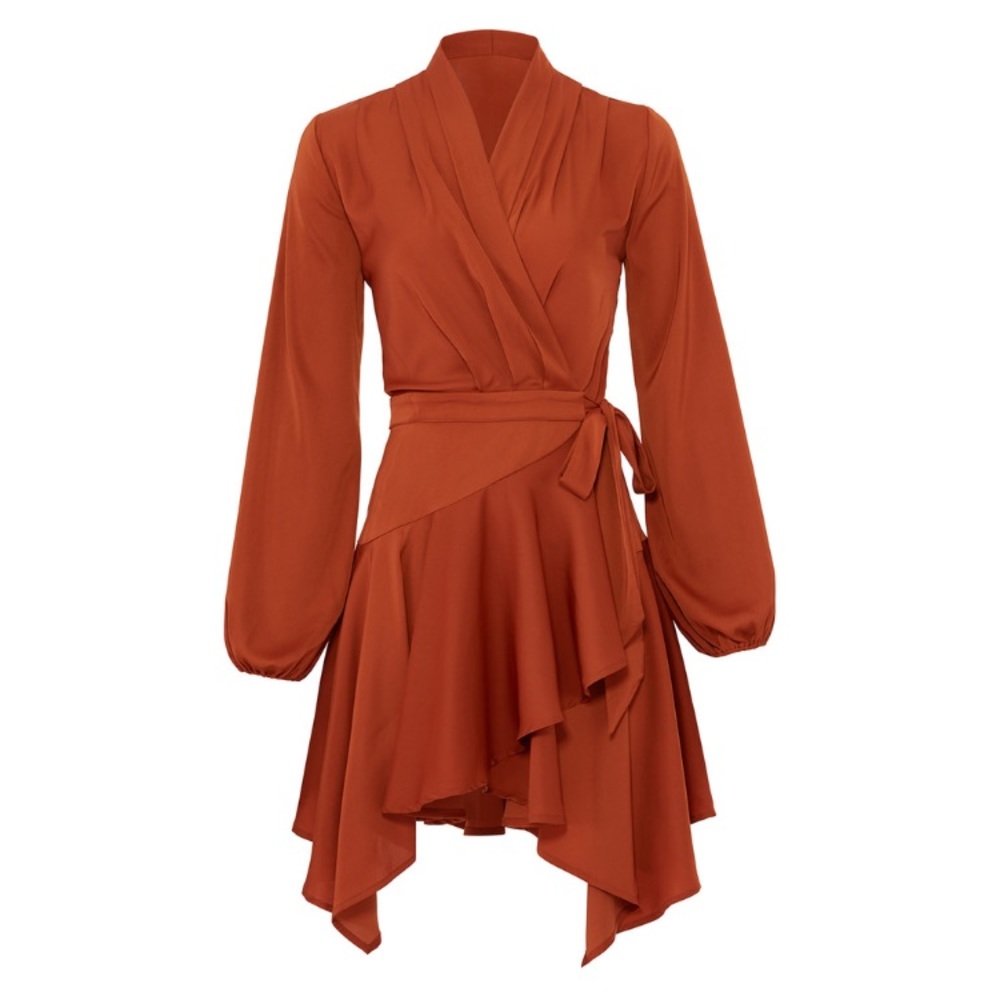 dRa orange wrap dress, xs